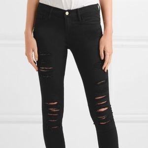 FRAME Le Skinny de Jeanne distressed mid rise jean